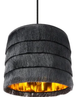 Best Beliani Lampadario SUAPURE Tessuto Nero Nero Oro