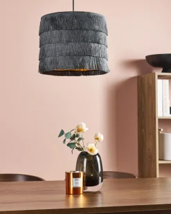 Best Beliani Lampadario SUAPURE Tessuto Nero Nero Oro