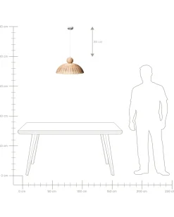 Beliani Lampadario SUERTE Rattan Naturale Bianco Naturale