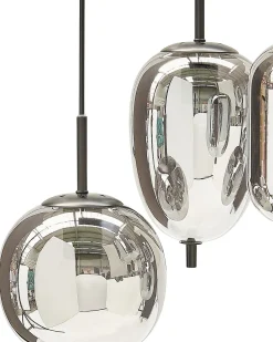 New Beliani Lampadario TARLO Vetro Ottone Argento Nero