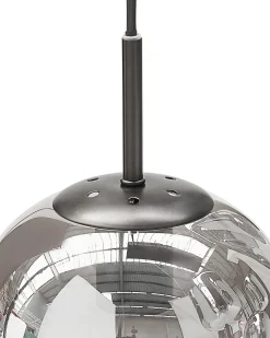 New Beliani Lampadario TARLO Vetro Ottone Argento Nero