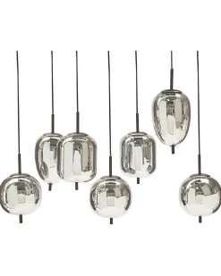 New Beliani Lampadario TARLO Vetro Ottone Argento Nero