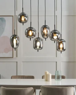 New Beliani Lampadario TARLO Vetro Ottone Argento Nero