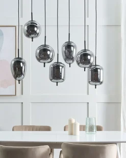 New Beliani Lampadario TARLO Vetro Ottone Argento Nero
