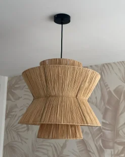 Hot Beliani Lampadario TELAMBA Vimini Naturale Naturale Nero