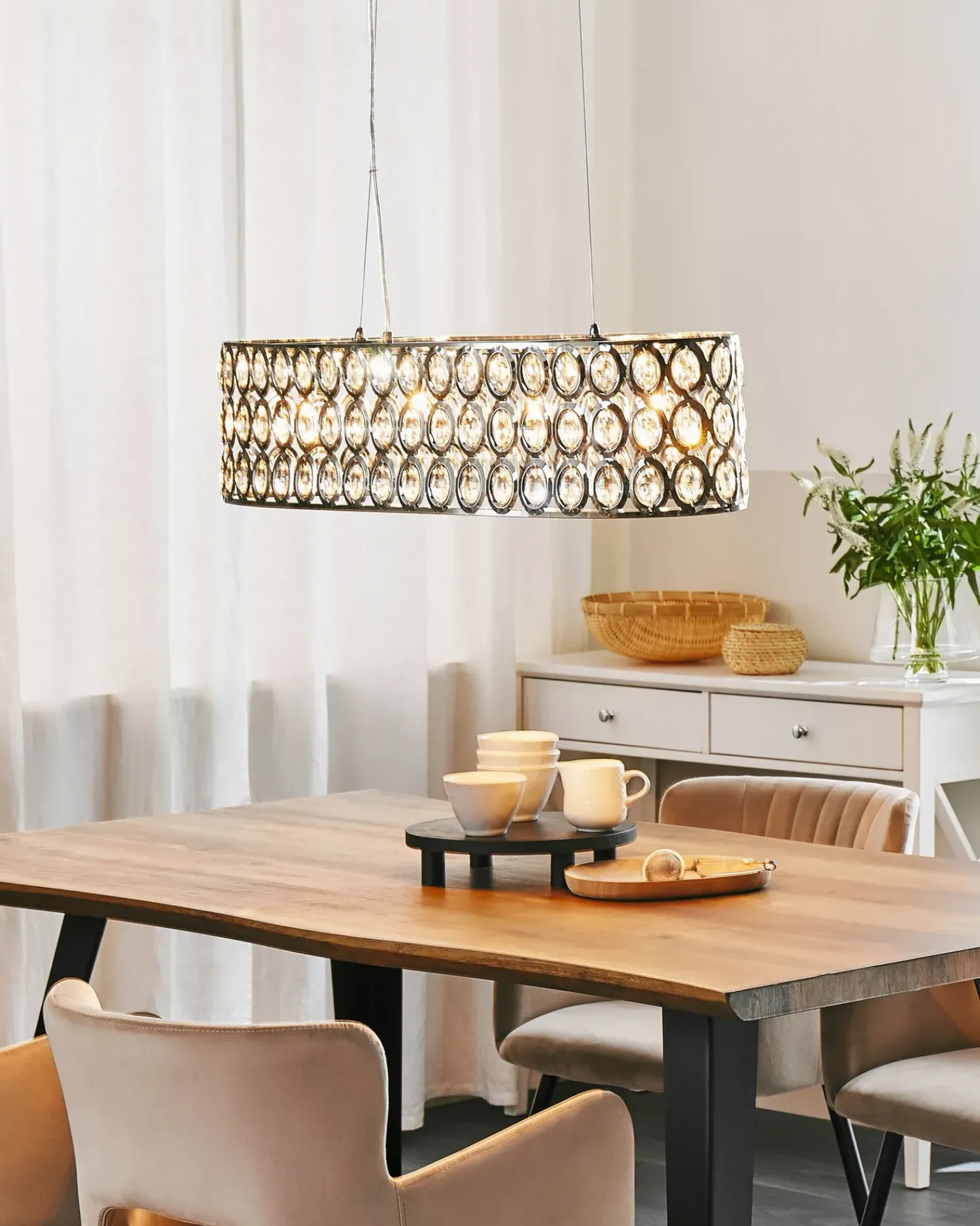 Hot Beliani Lampadario TENNA Metallo Argento