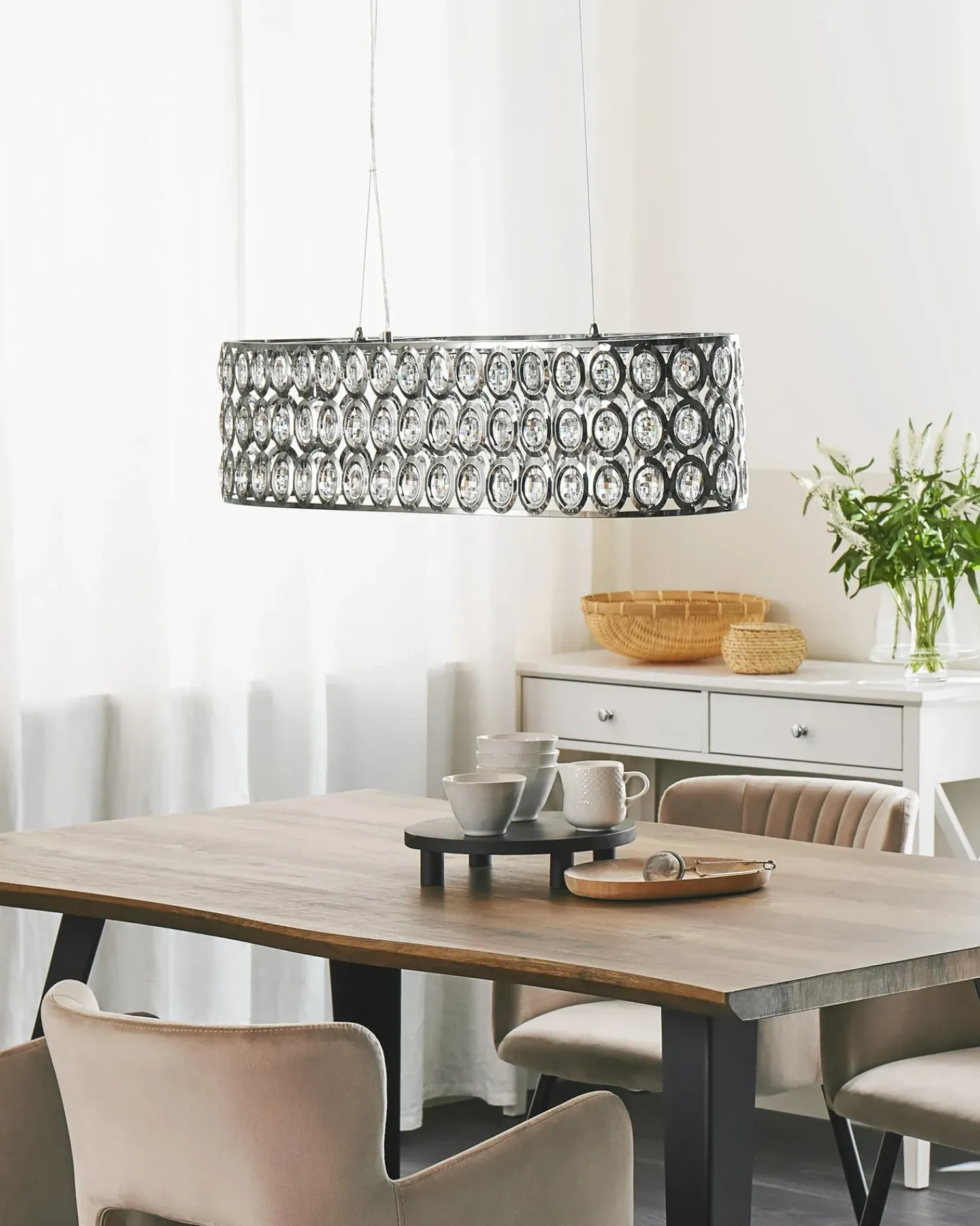 Hot Beliani Lampadario TENNA Metallo Argento