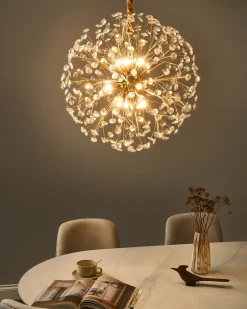 Discount Beliani Lampadario TIMANE Vetro Ottone Oro Trasparente