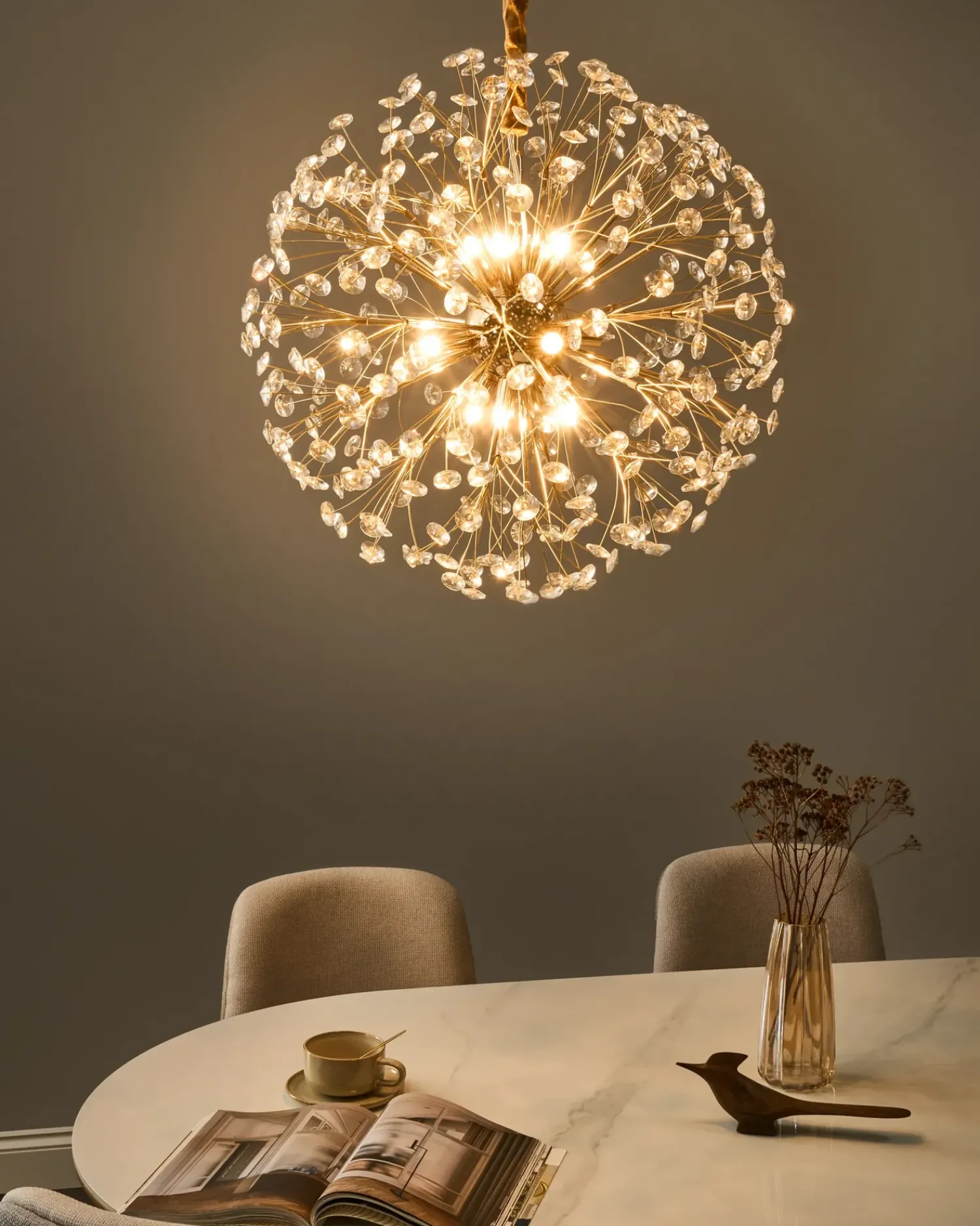 Discount Beliani Lampadario TIMANE Vetro Ottone Oro Trasparente