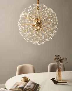 Discount Beliani Lampadario TIMANE Vetro Ottone Oro Trasparente