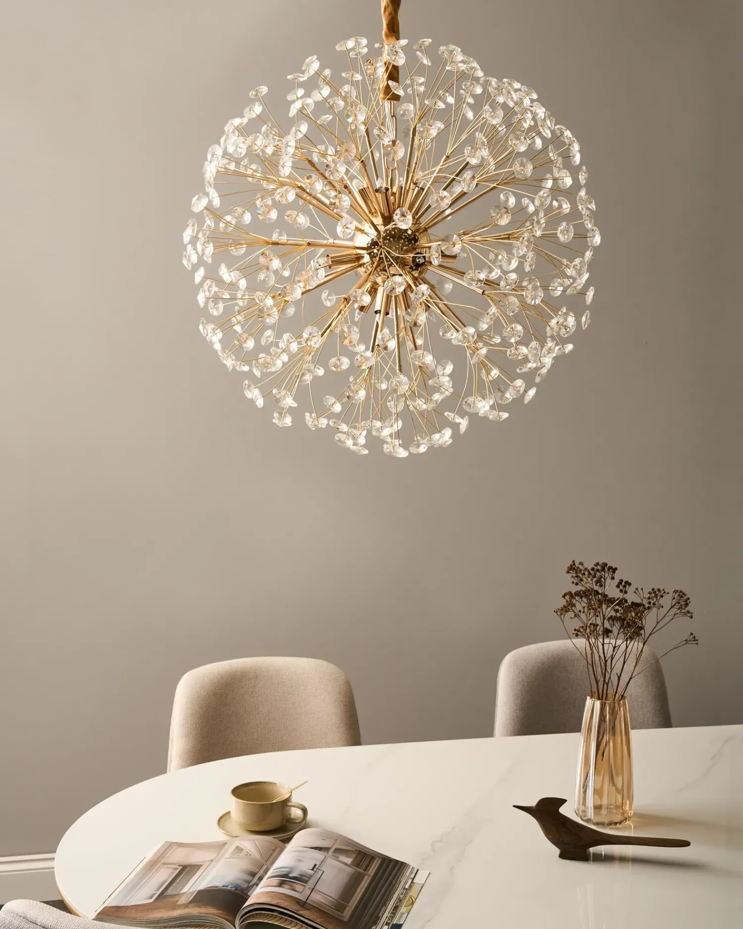 Discount Beliani Lampadario TIMANE Vetro Ottone Oro Trasparente
