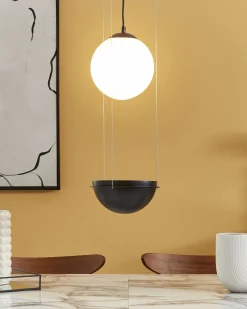 Outlet Beliani Lampadario TOBINS Vetro Nero