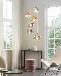New Beliani Lampadario TOOMA Vetro Ottone Ottone Rame Argento Multicolore