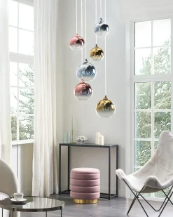 New Beliani Lampadario TOOMA Vetro Ottone Ottone Rame Argento Multicolore