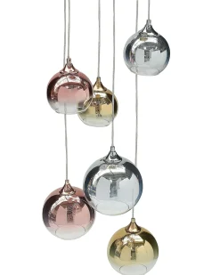 New Beliani Lampadario TOOMA Vetro Ottone Ottone Rame Argento Multicolore