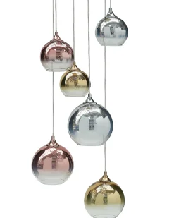 New Beliani Lampadario TOOMA Vetro Ottone Ottone Rame Argento Multicolore
