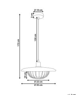 New Beliani Lampadario TORDILLO Metallo Oro Marrone Oro