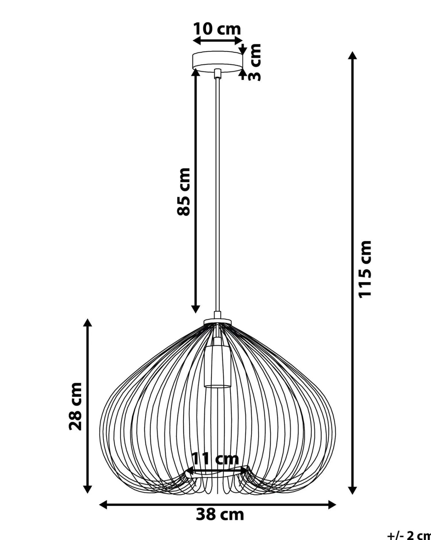 Beliani Lampadario TORDINO Metallo Oro
