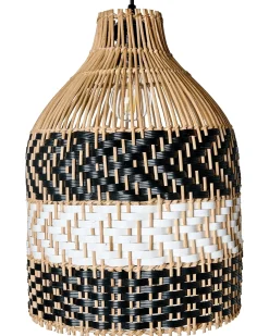 Clearance Beliani Lampadario TURABO Rattan Nero/Bianco Bianco Naturale Nero