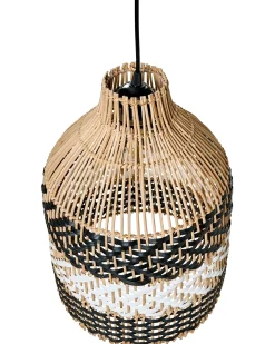 Clearance Beliani Lampadario TURABO Rattan Nero/Bianco Bianco Naturale Nero