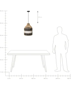 Clearance Beliani Lampadario TURABO Rattan Nero/Bianco Bianco Naturale Nero