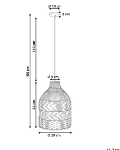 Clearance Beliani Lampadario TURABO Rattan Nero/Bianco Bianco Naturale Nero