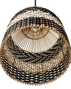 Clearance Beliani Lampadario TURABO Rattan Nero/Bianco Bianco Naturale Nero