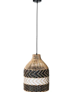 Clearance Beliani Lampadario TURABO Rattan Nero/Bianco Bianco Naturale Nero