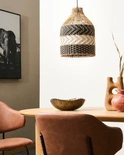 Clearance Beliani Lampadario TURABO Rattan Nero/Bianco Bianco Naturale Nero