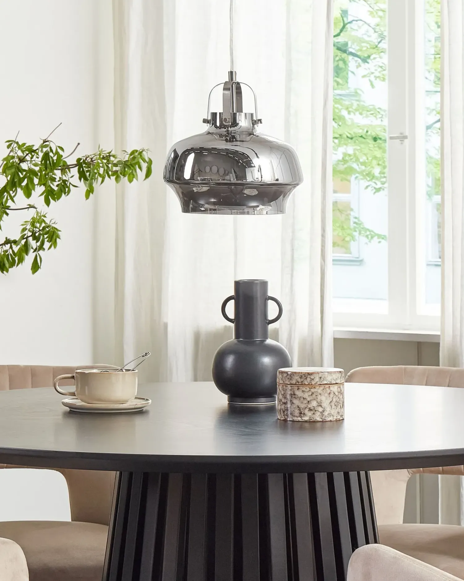 Hot Beliani Lampadario WILTZ Vetro Grigio chiaro Trasparente Grigio