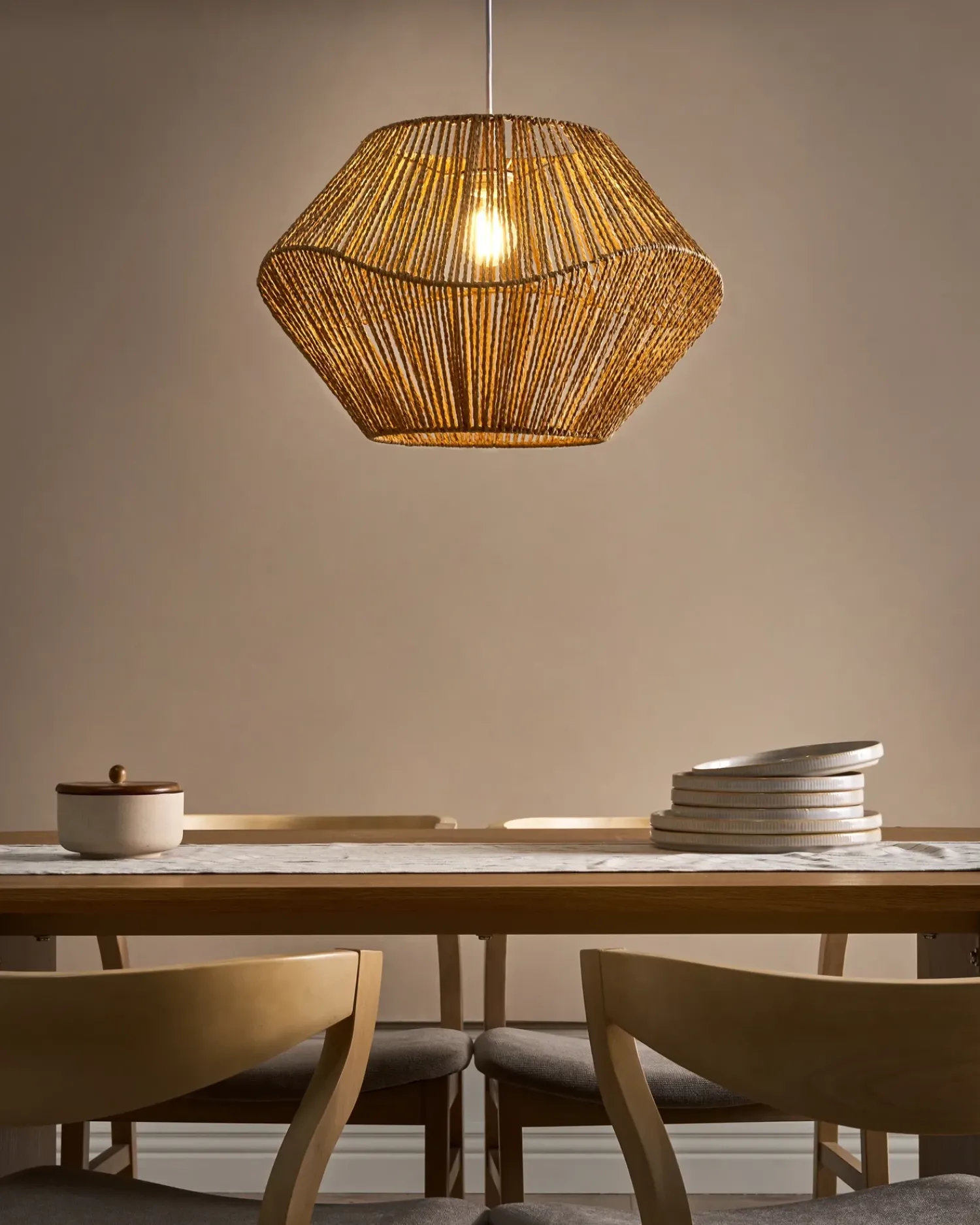 Clearance Beliani Lampadario YAMBOU Corda di carta Naturale