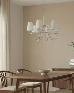 New Beliani Lampadario YAMETHIN Metallo Argento Bianco Argento