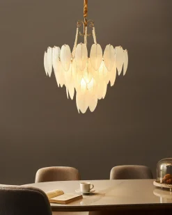 New Beliani Lampadario YAUCA Vetro Ottone Ottone Trasparente