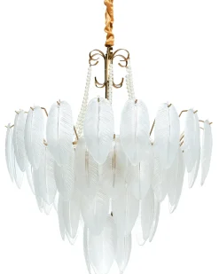 New Beliani Lampadario YAUCA Vetro Ottone Ottone Trasparente