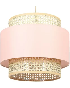 Online Beliani Lampadario YUMURI Rattan Rosa pesca Naturale Rosa
