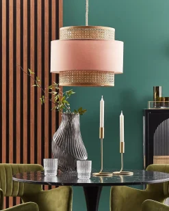 Online Beliani Lampadario YUMURI Rattan Rosa pesca Naturale Rosa
