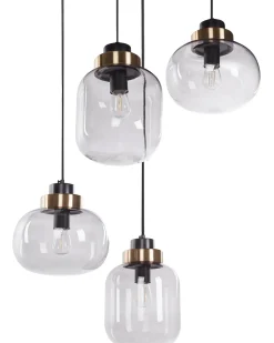 Discount Beliani Lampadario ZAYANDE Vetro Grigio chiaro Grigio Oro