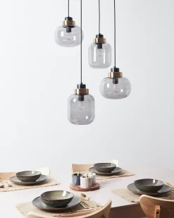 Discount Beliani Lampadario ZAYANDE Vetro Grigio chiaro Grigio Oro