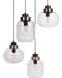 Discount Beliani Lampadario ZAYANDE Vetro Grigio chiaro Grigio Oro