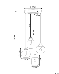 Discount Beliani Lampadario ZAYANDE Vetro Grigio chiaro Grigio Oro