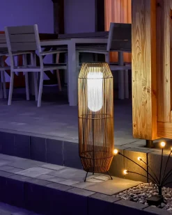 Beliani Lanterna a energia solare DONGWE 70 cm Naturale Naturale Nero