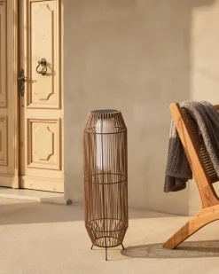 Beliani Lanterna a energia solare DONGWE 70 cm Naturale Naturale Nero