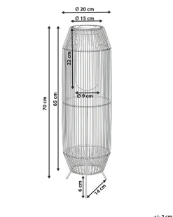 Beliani Lanterna a energia solare DONGWE 70 cm Naturale Naturale Nero