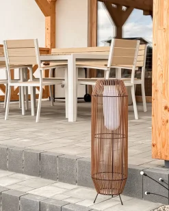 Beliani Lanterna a energia solare DONGWE 70 cm Naturale Naturale Nero
