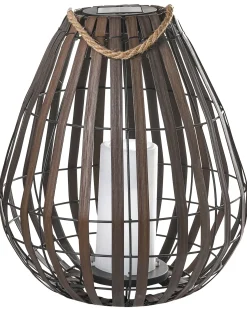 Discount Beliani Lanterna a energia solare LUFUPA 61 cm Marrone scuro Marrone Nero