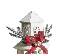 New Beliani Lanterna a LED SAVIVESI Modello natalizio 38 cm Bianco Bianco Rosso Verde