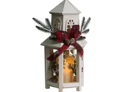 New Beliani Lanterna a LED SAVIVESI Modello natalizio 38 cm Bianco Bianco Rosso Verde