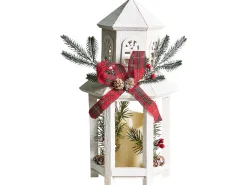 New Beliani Lanterna a LED SAVIVESI Modello natalizio 38 cm Bianco Bianco Rosso Verde