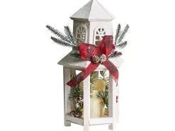 New Beliani Lanterna a LED SAVIVESI Modello natalizio 38 cm Bianco Bianco Rosso Verde