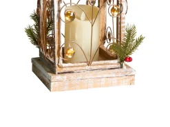 New Beliani Lanterna a LED SYVANSI Modello natalizio 46 cm Marrone chiaro Giallo Verde Marrone